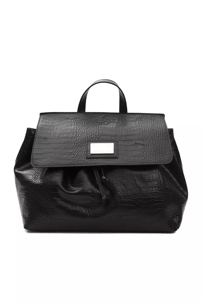Pompei Donatella Black Leather Women's Shoulder Bag
